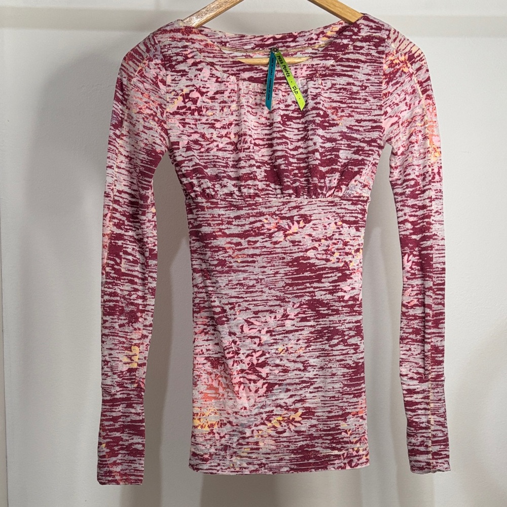 Free People Red and Pink Patterned Blouse